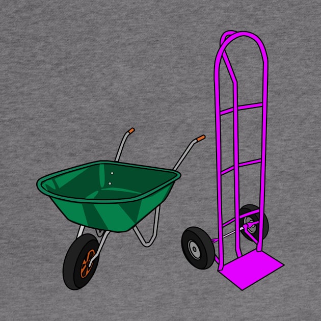 Wheelbarrow & hand trolley cartoon illustration by Miss Cartoon